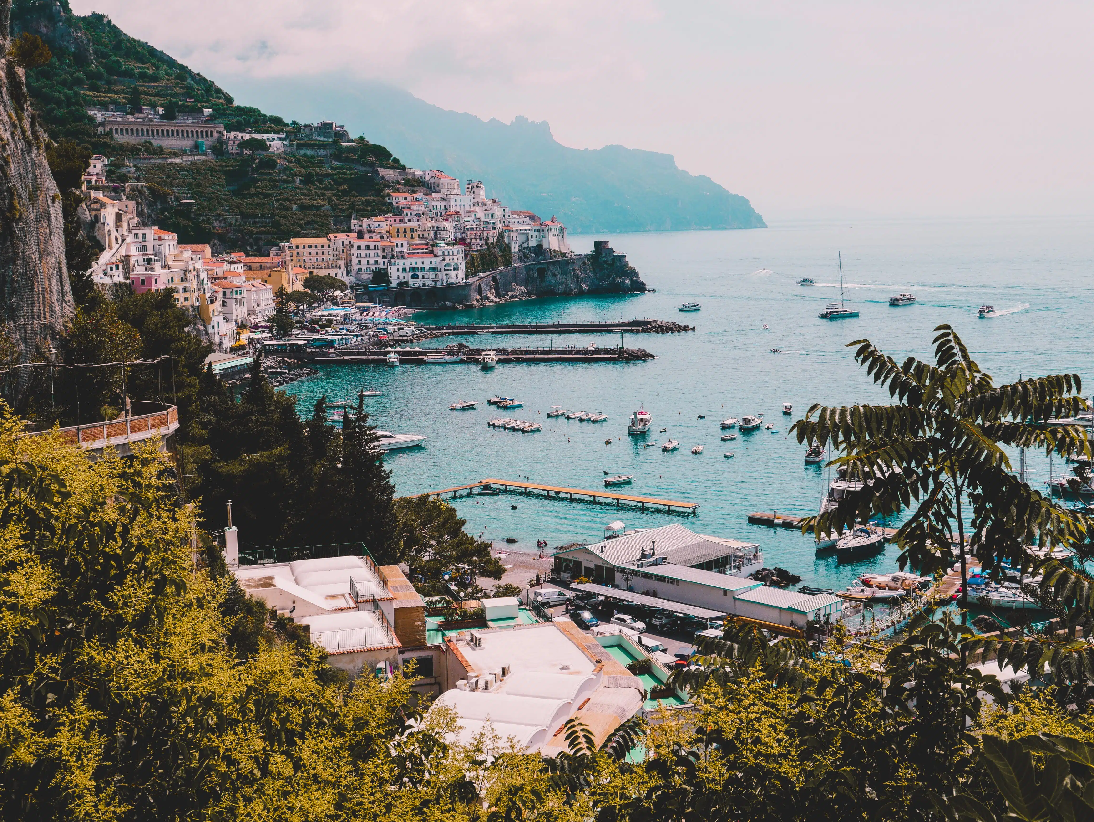 View of the Amalfi coast bay