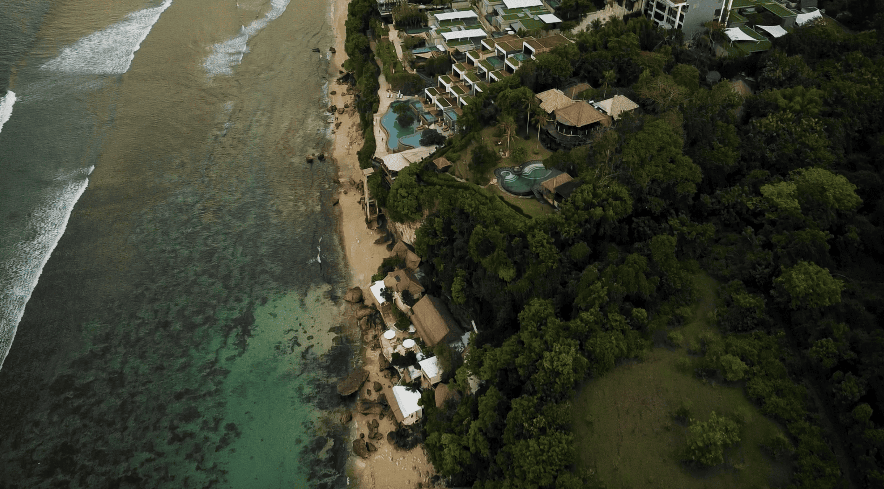 Bingin beach bali aerial view
