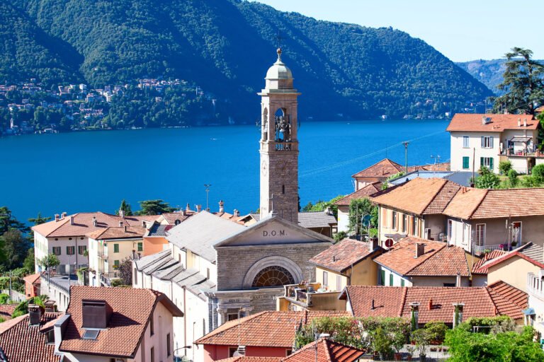 Cernobbio village overlooking map of lake como