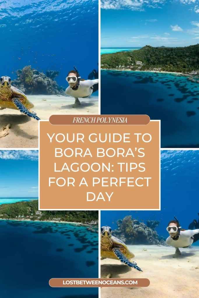 Pinterest pin of the bora bora turquoise lagoon