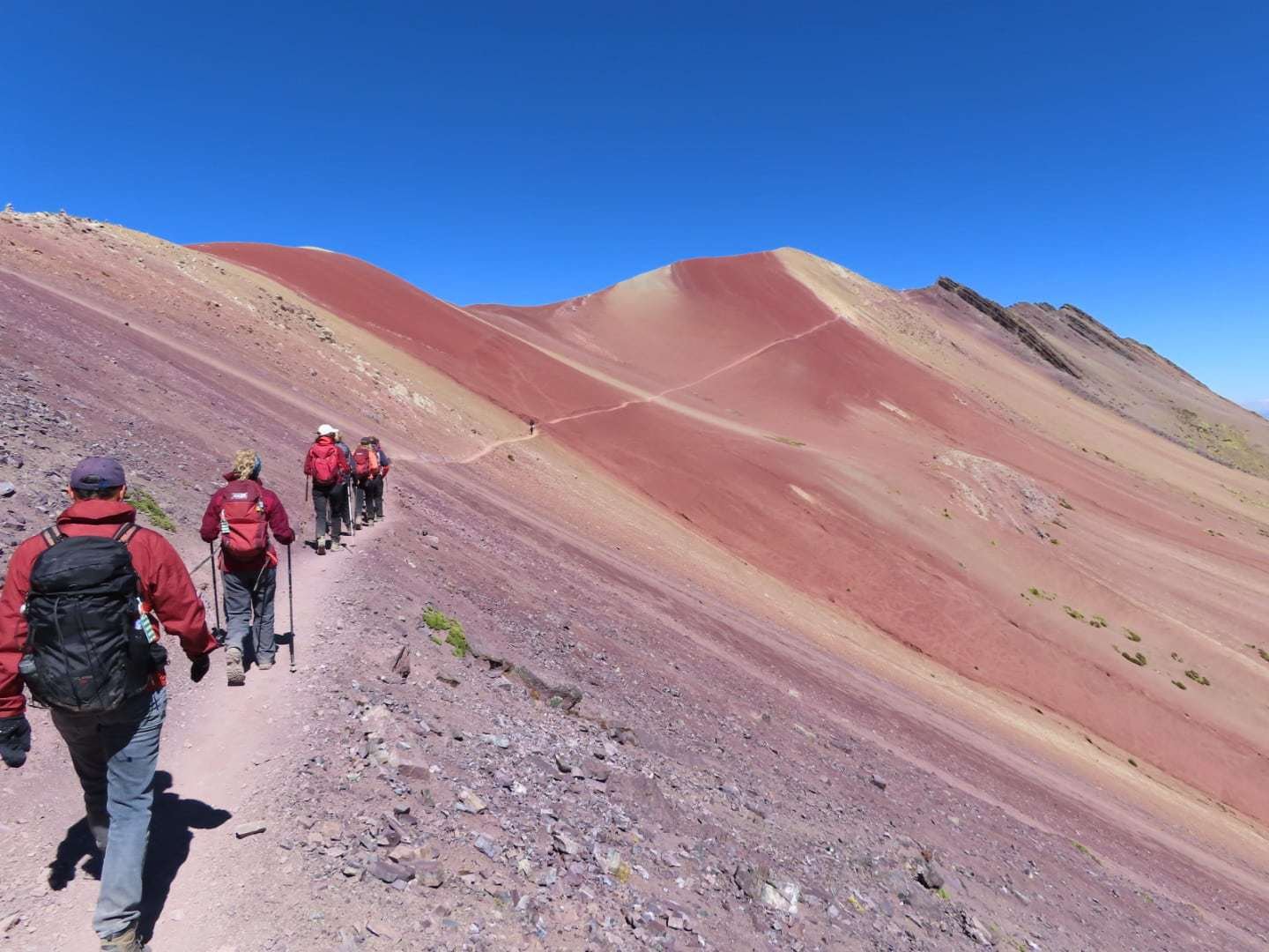 WHY Visit Red Valley Peru? 7 Hiking the Red Valley trail with the group