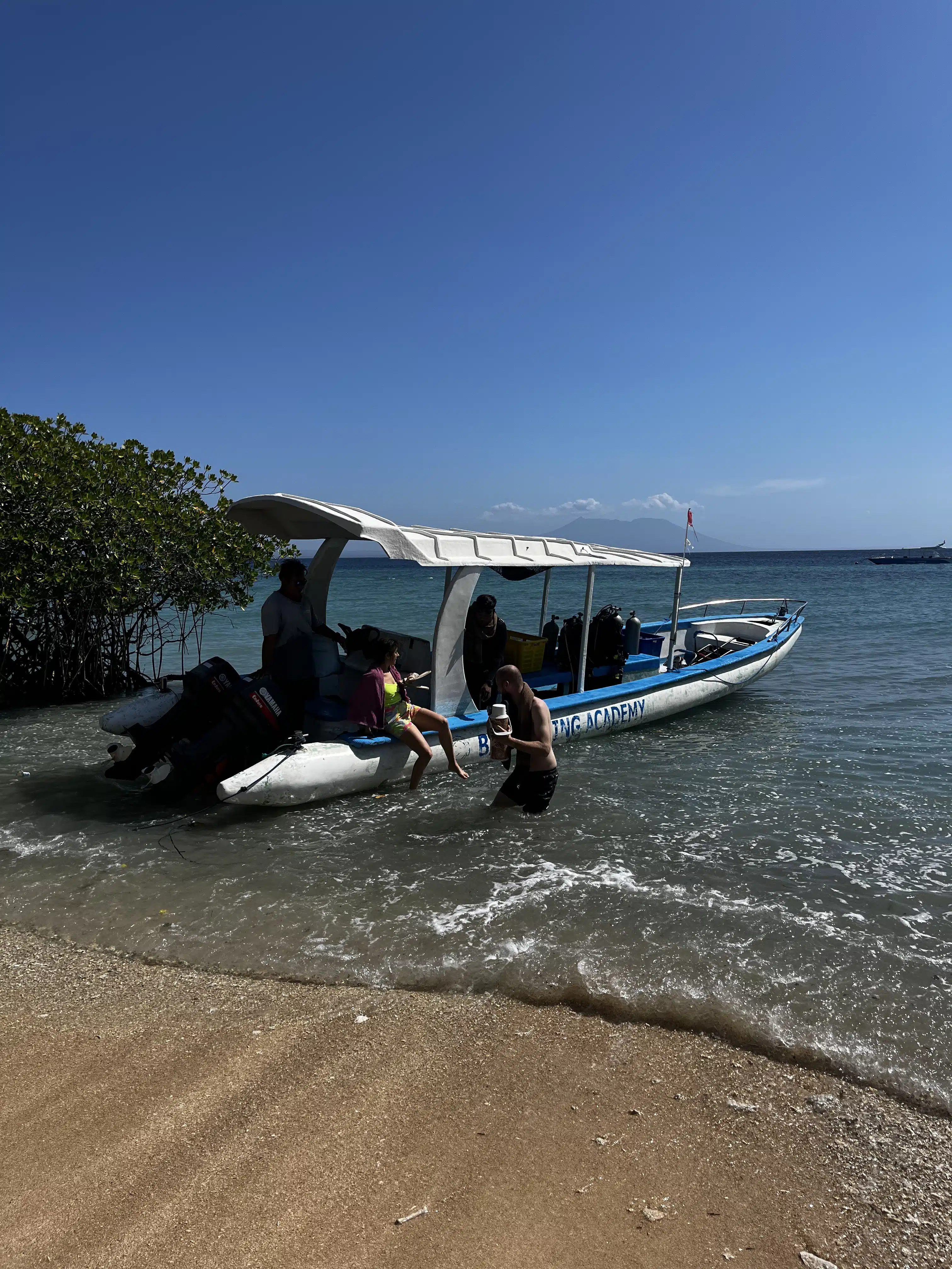 Having lunch at the island