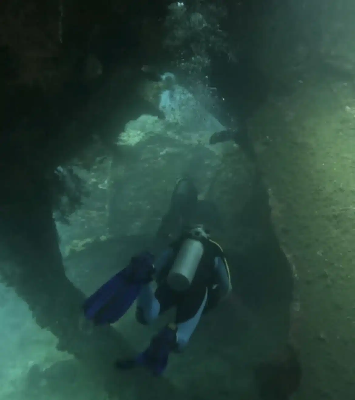 Inside the diving wreck