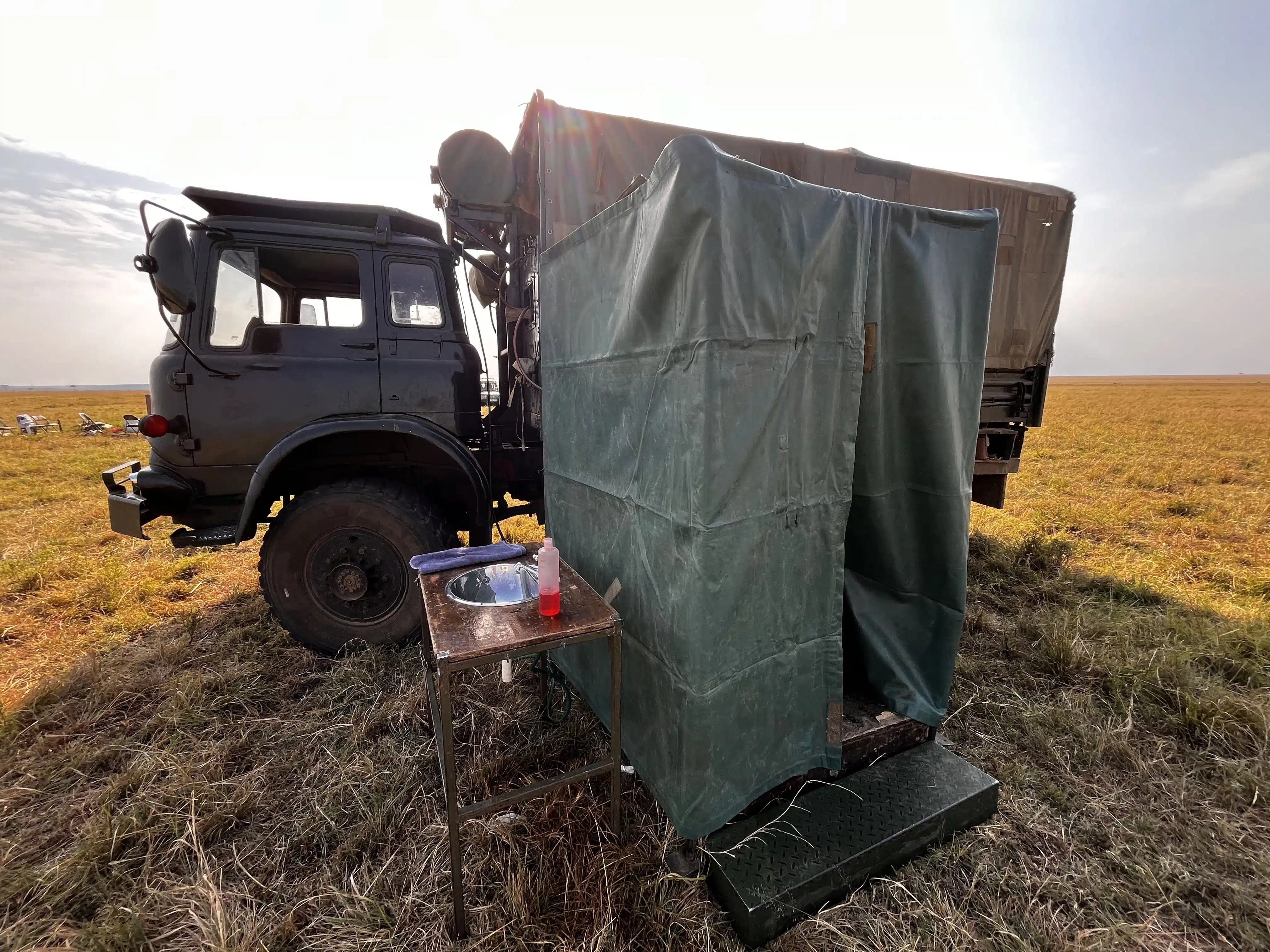 During breakfast, there is even a special toilet available! So no bush toilet!