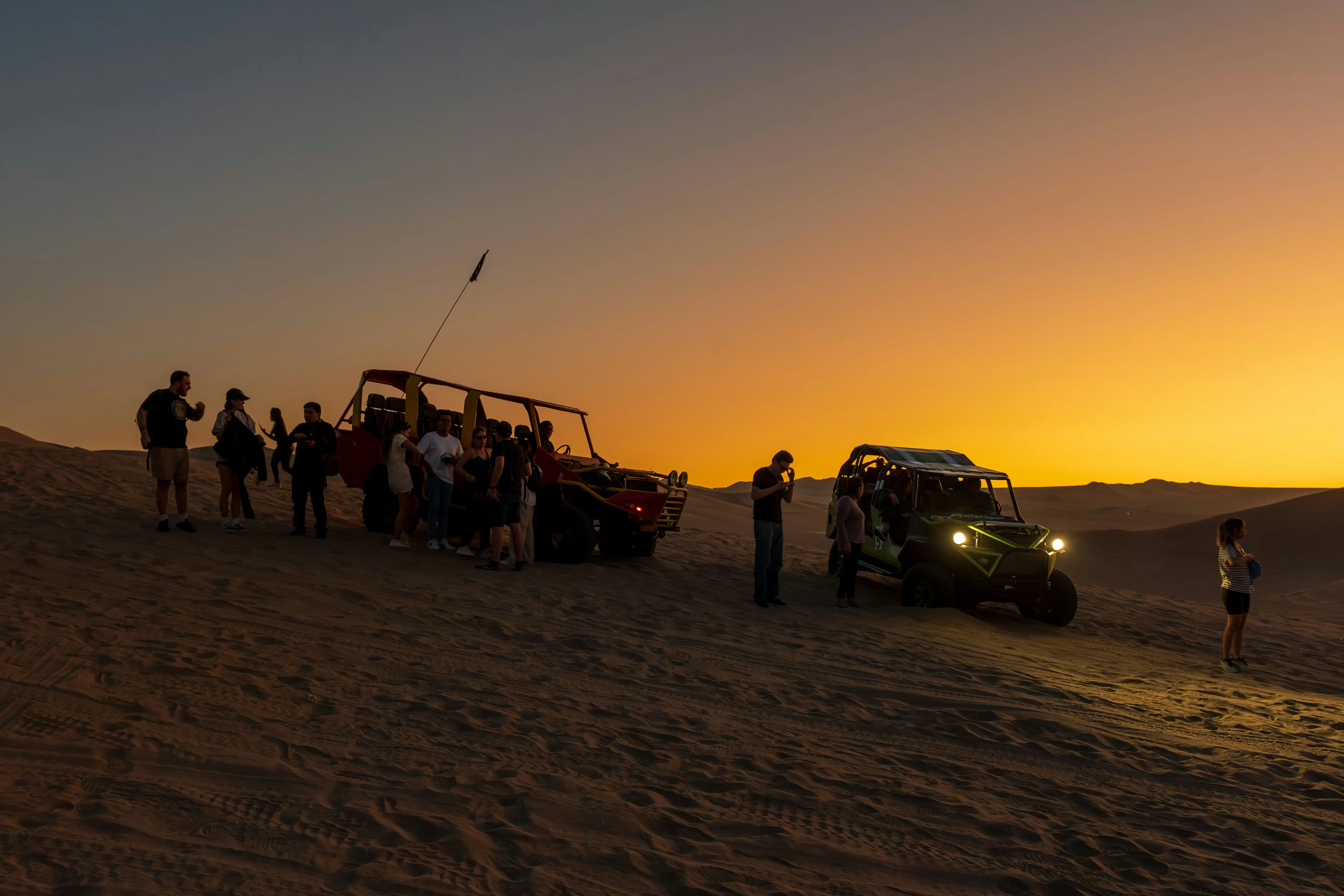 Dune buggy rides at sunset