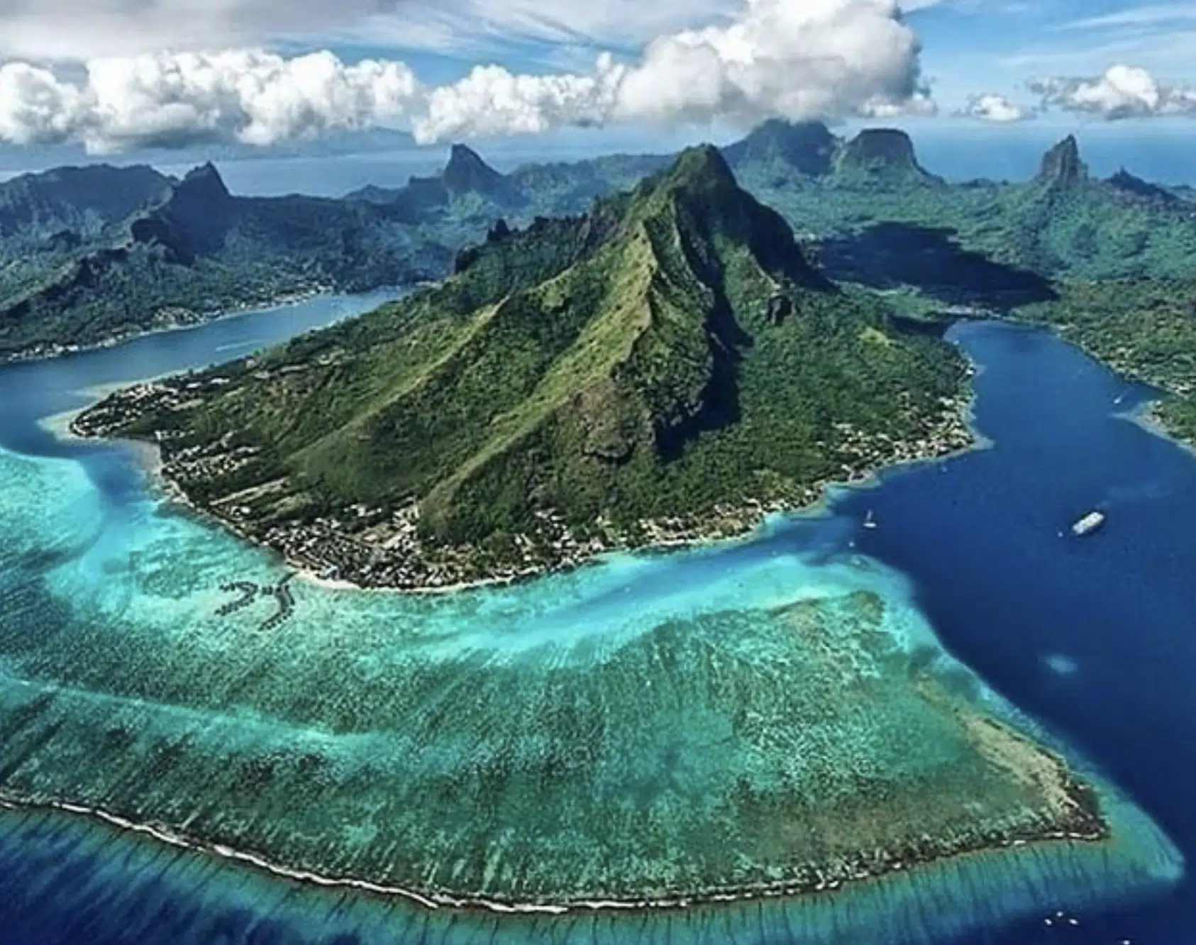 Moorea French Polynesia map aerial view
