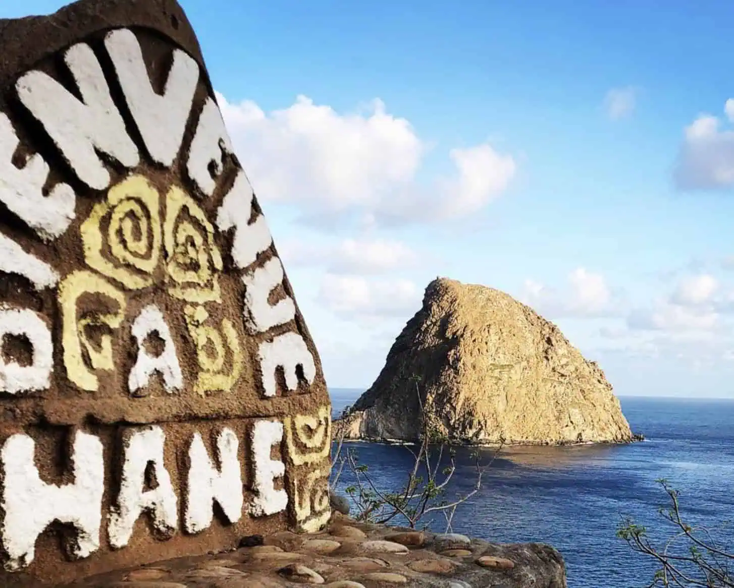 Welcome sign of the island.