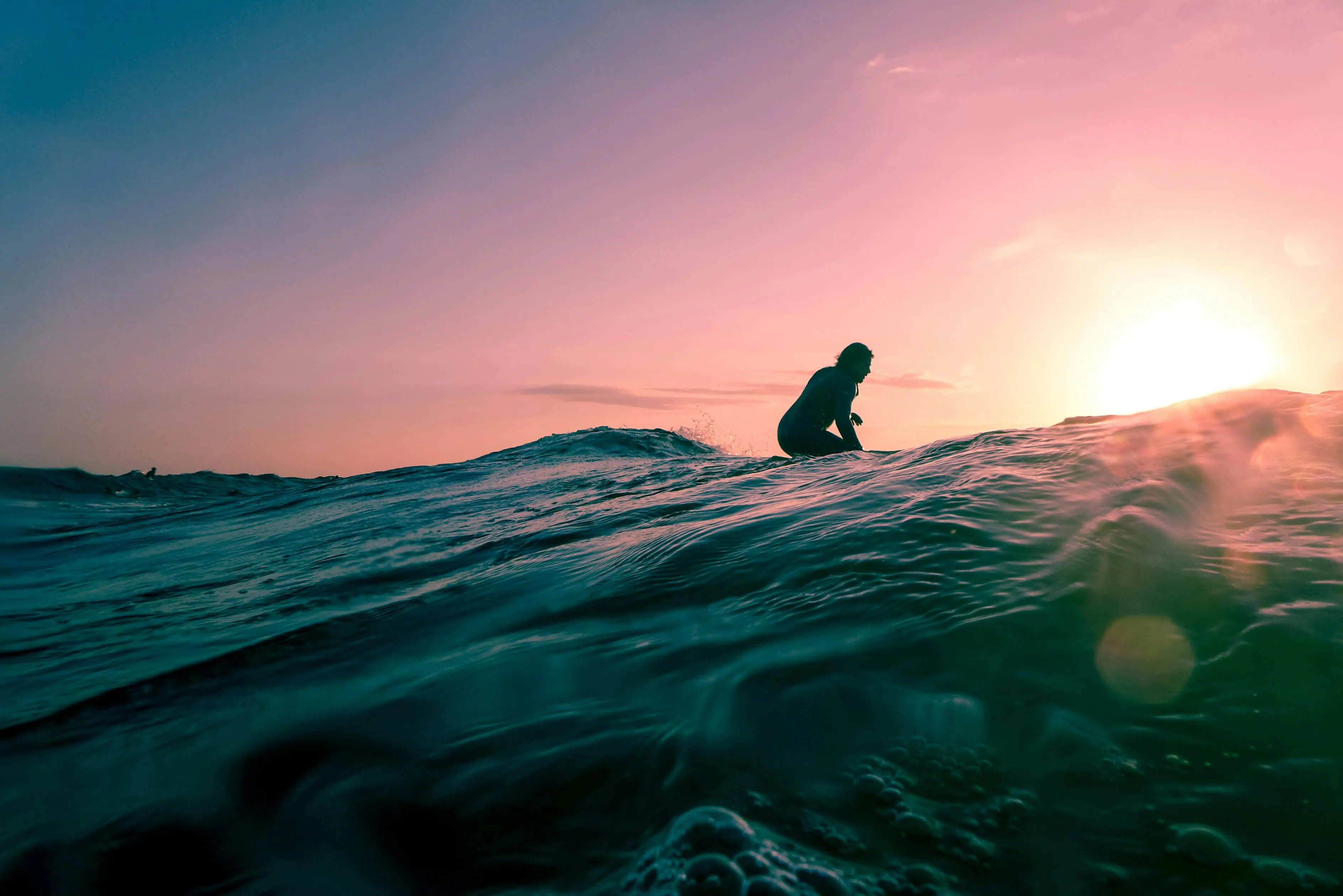 Sunset surfing