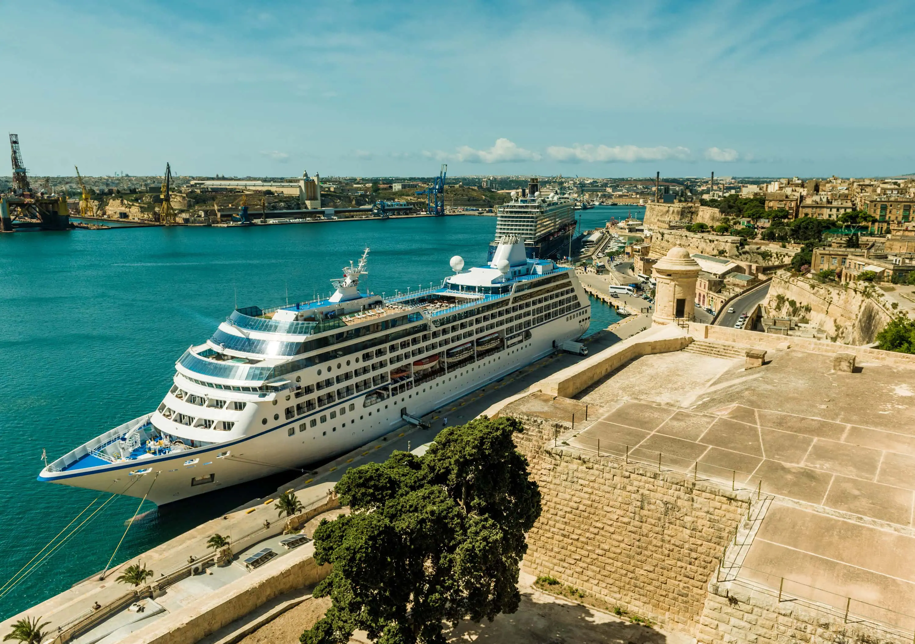 Cruise ship in the Mediterranean Valetta in Malta