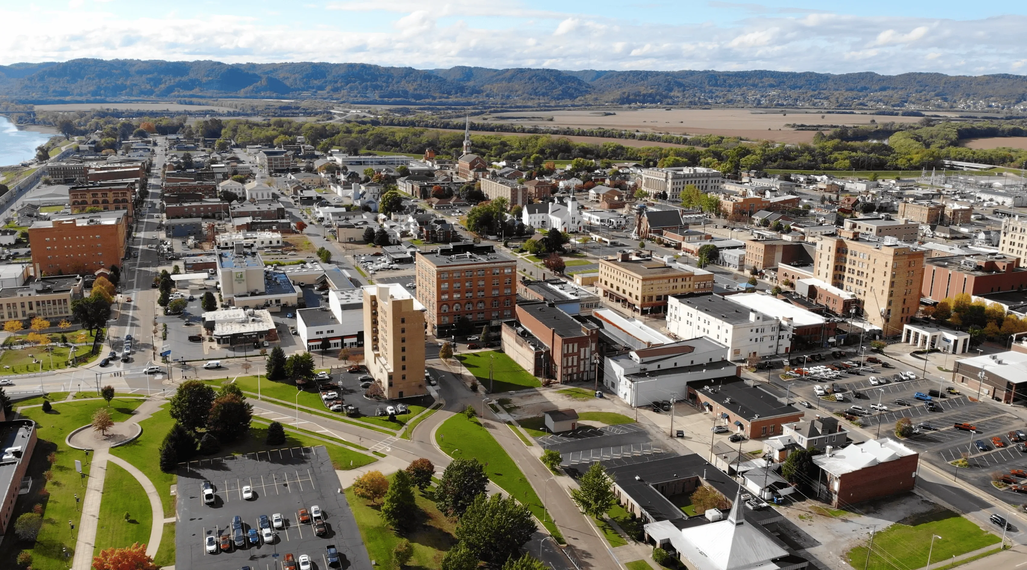 Portsmouth village center aerial shot