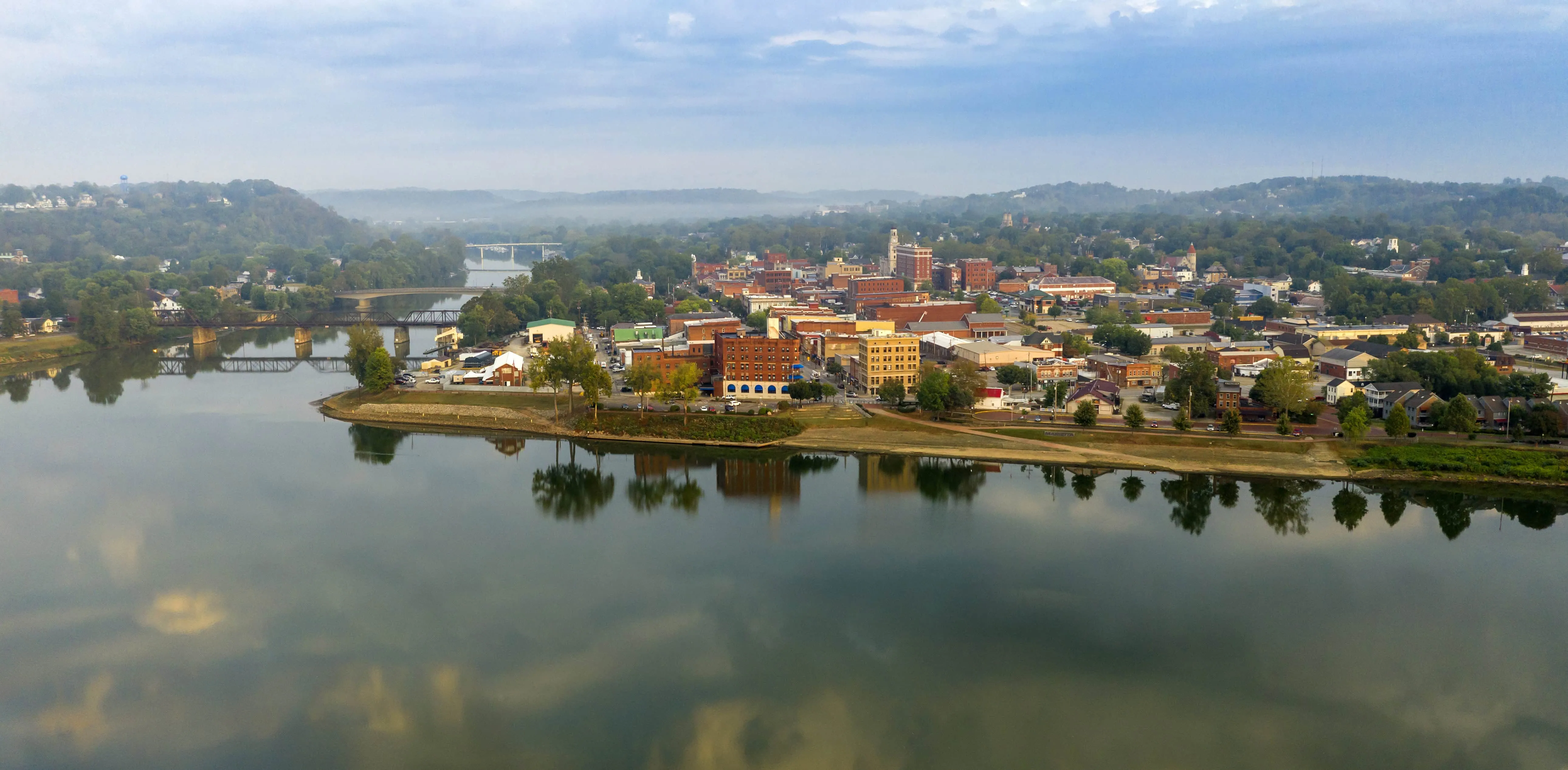 A scenic byway feeds tourists into the downtown area in the settlement called Marietta in Ohio State