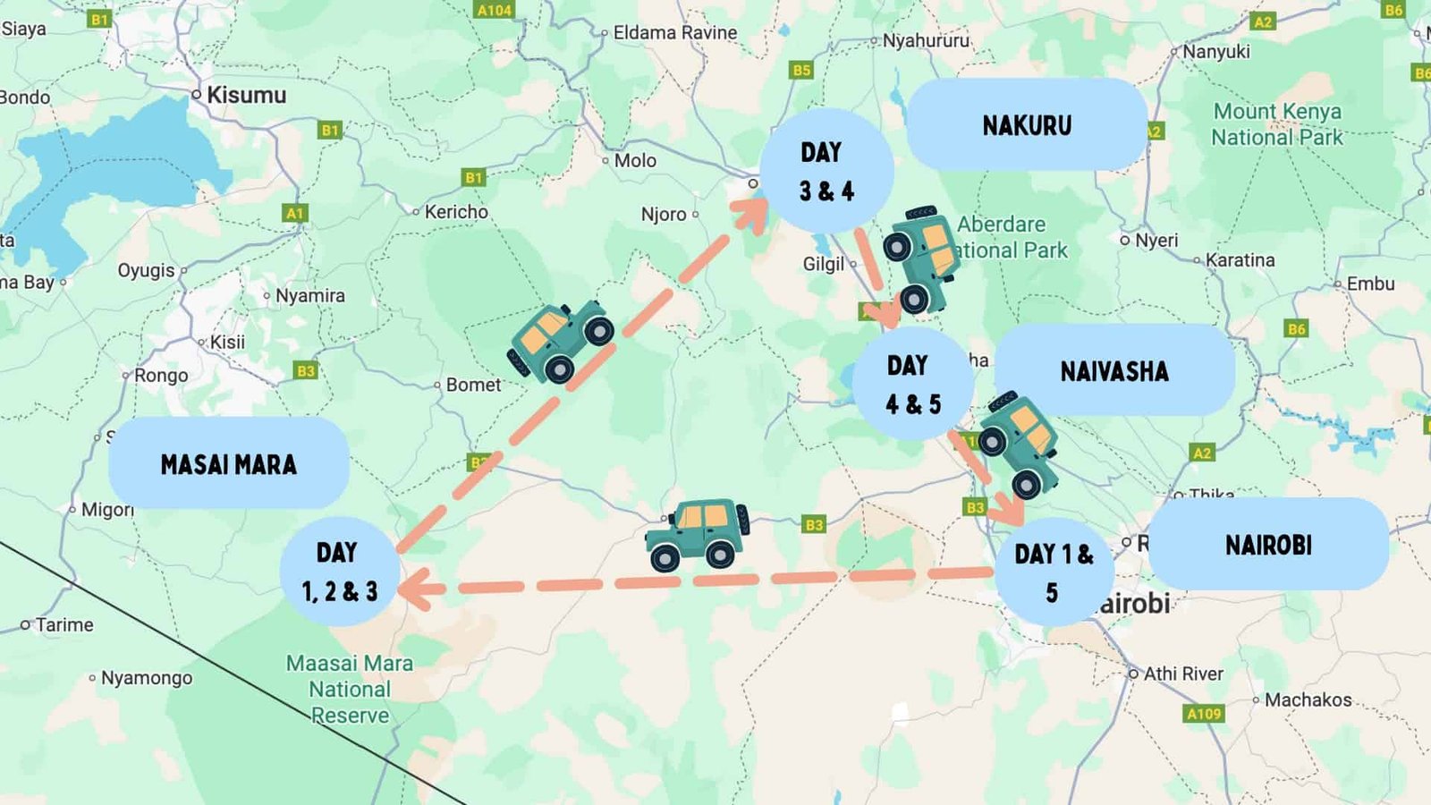 5 Day Kenya Safaris (7 Unique Itineraries for 2026)! 30 map 5 day Western Circuit Kenya safari