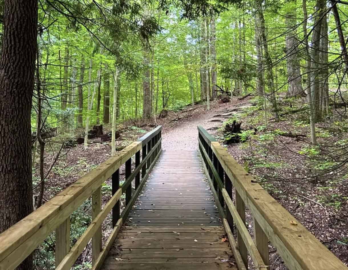 Staircase leading to Brandywine Falls in Cleveland Ohio
