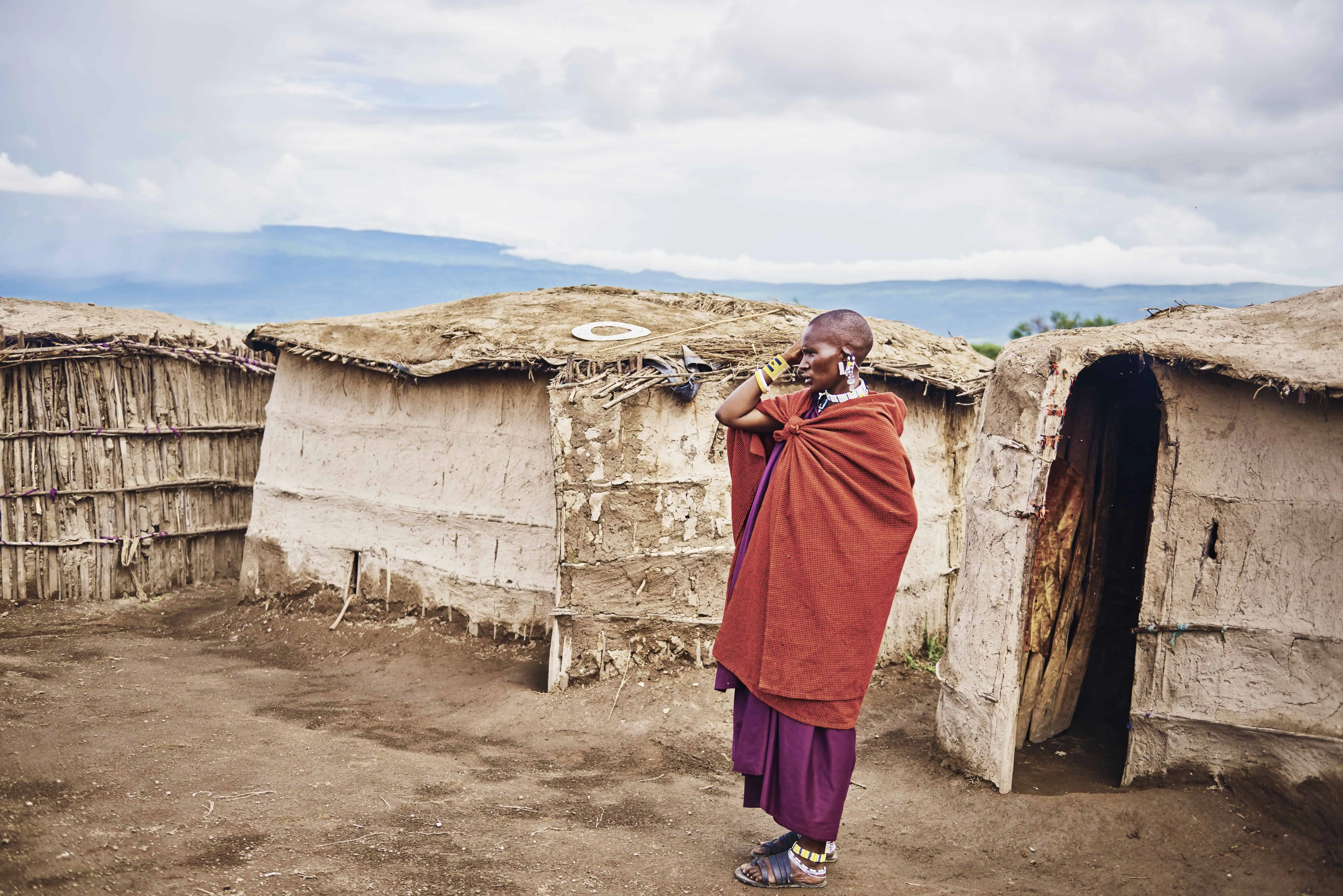 Masai man in the village in Africa