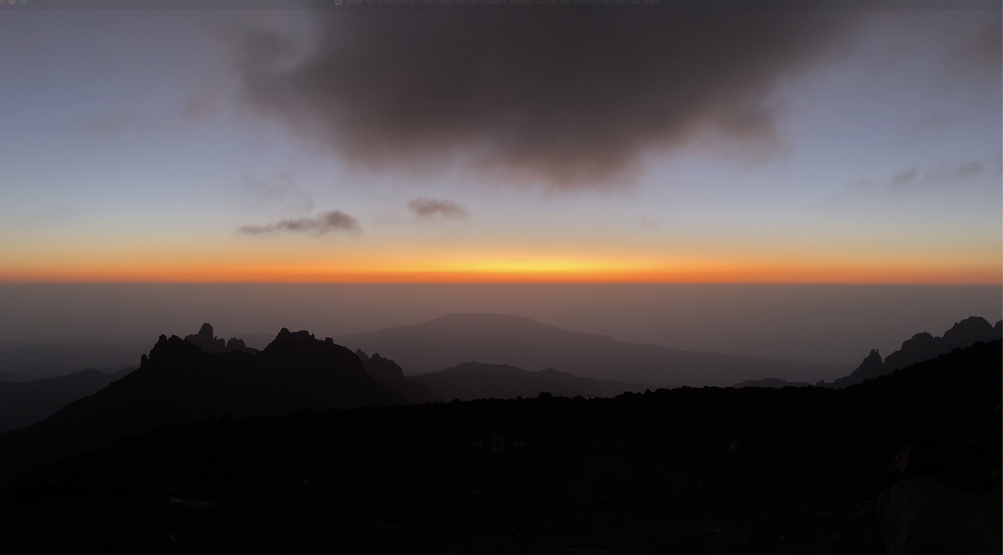 View from Mount Kenya summit at sunrise