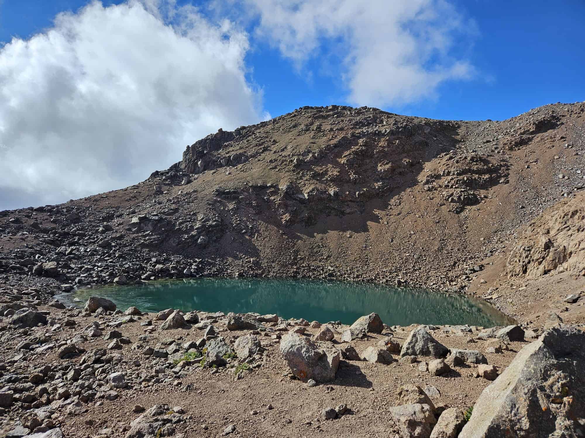 A small lake at high altitude on Mount Kenya