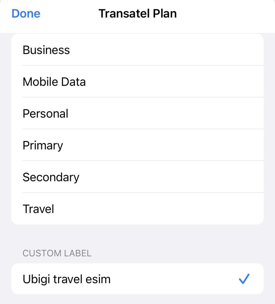 Naming the ubigi eSIM on your phone