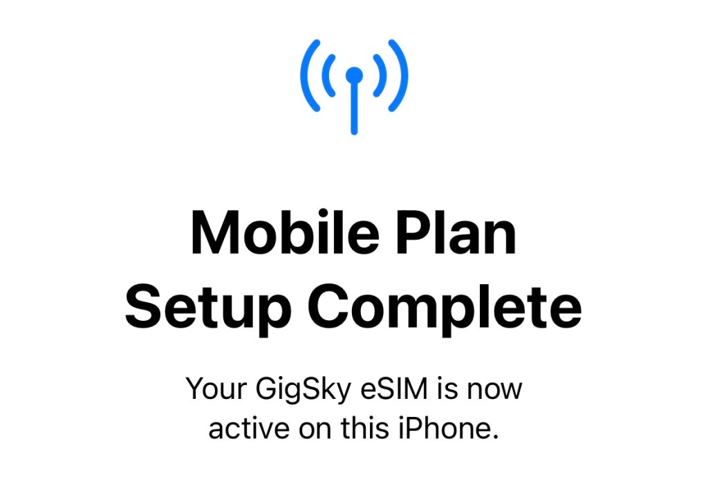 Activating GigSky eSIM on phone
