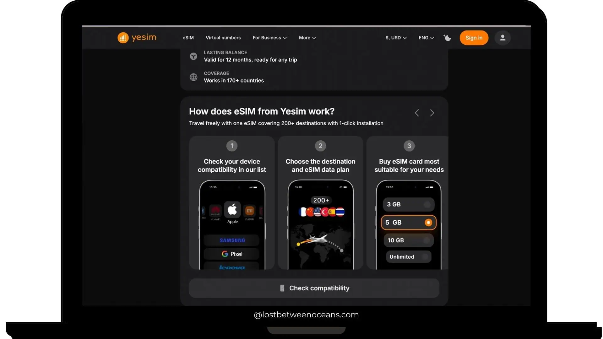 ESIM from Yesim for international travel, covering 200+ destinations with easy setup, compatible with various devices, ideal for globetrotters seeking reliable mobile connectivity.