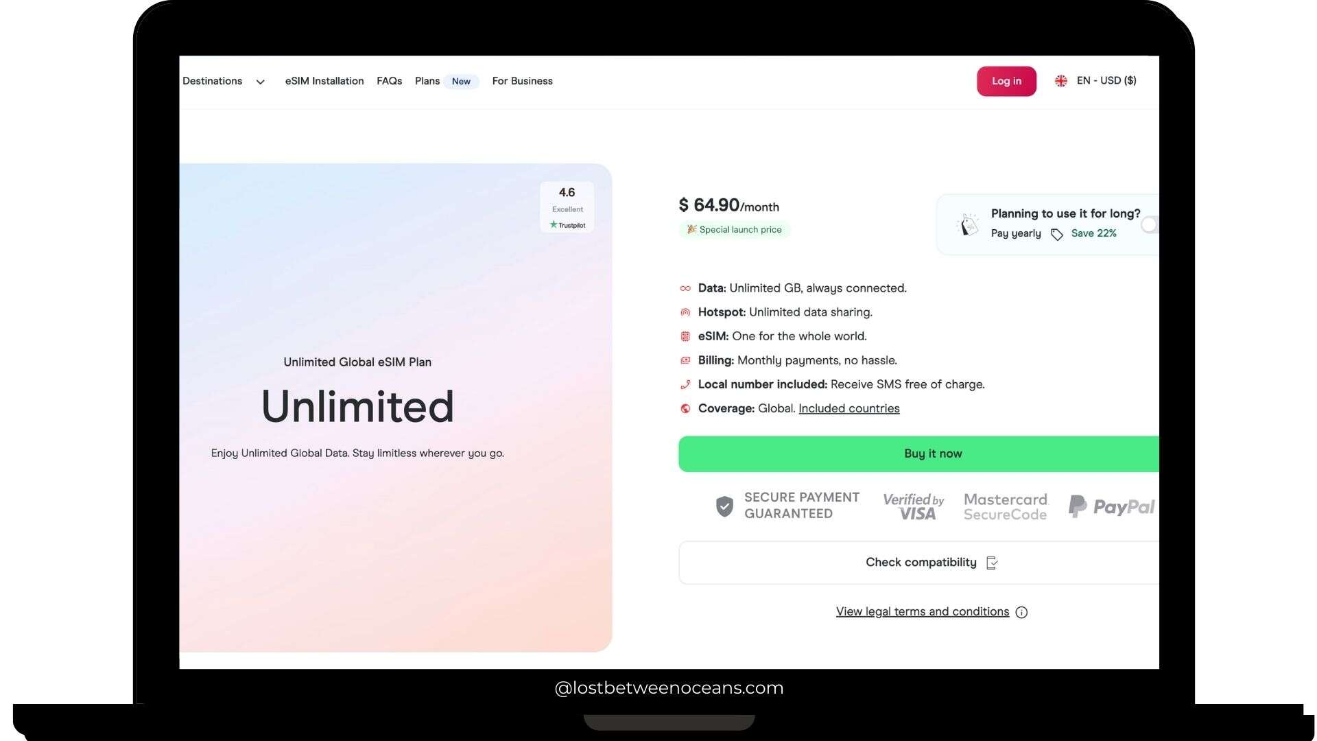Unlimited travel plans on the website of halfly