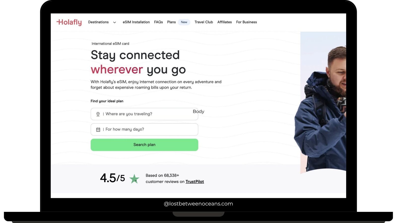 Best eSIM for International Travel (Unlimited Data + No Roaming Fees) 5 Homepage of Holafly
