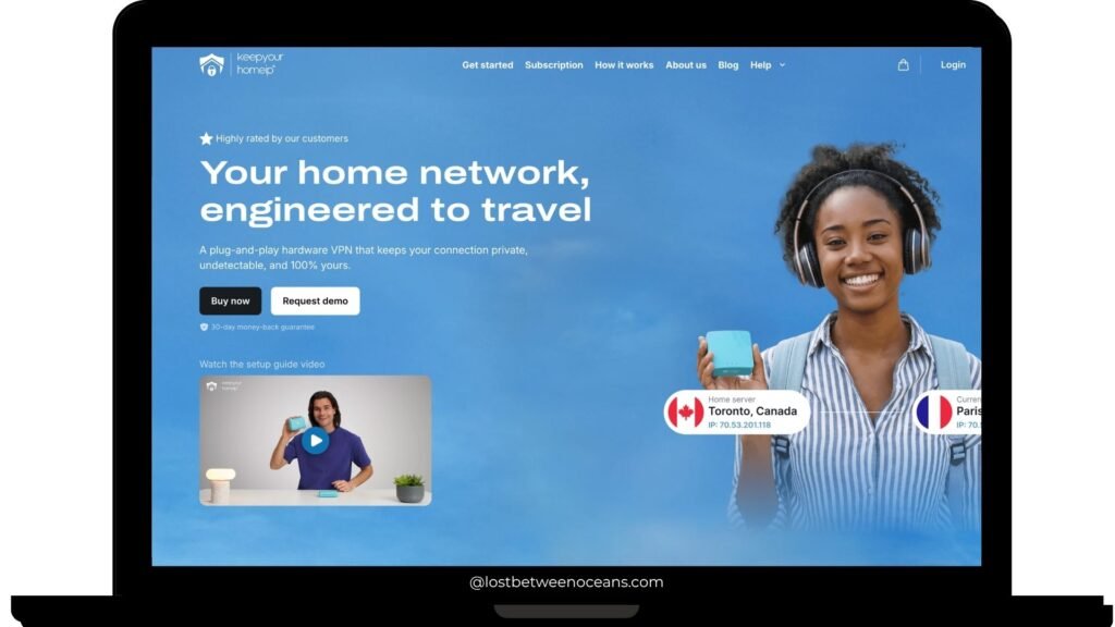 Best VPN for remote work and travel (KeepYourHomeIP review) 2 laptop mock-up of homepage KeepYourHomeIP