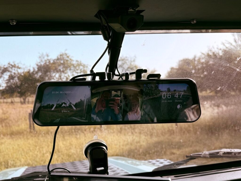 WOLFBOX Mirror Dash Cam Review After 30 Days of Overlanding Use 8 Mirror display of the Wolfbox GTITriPro