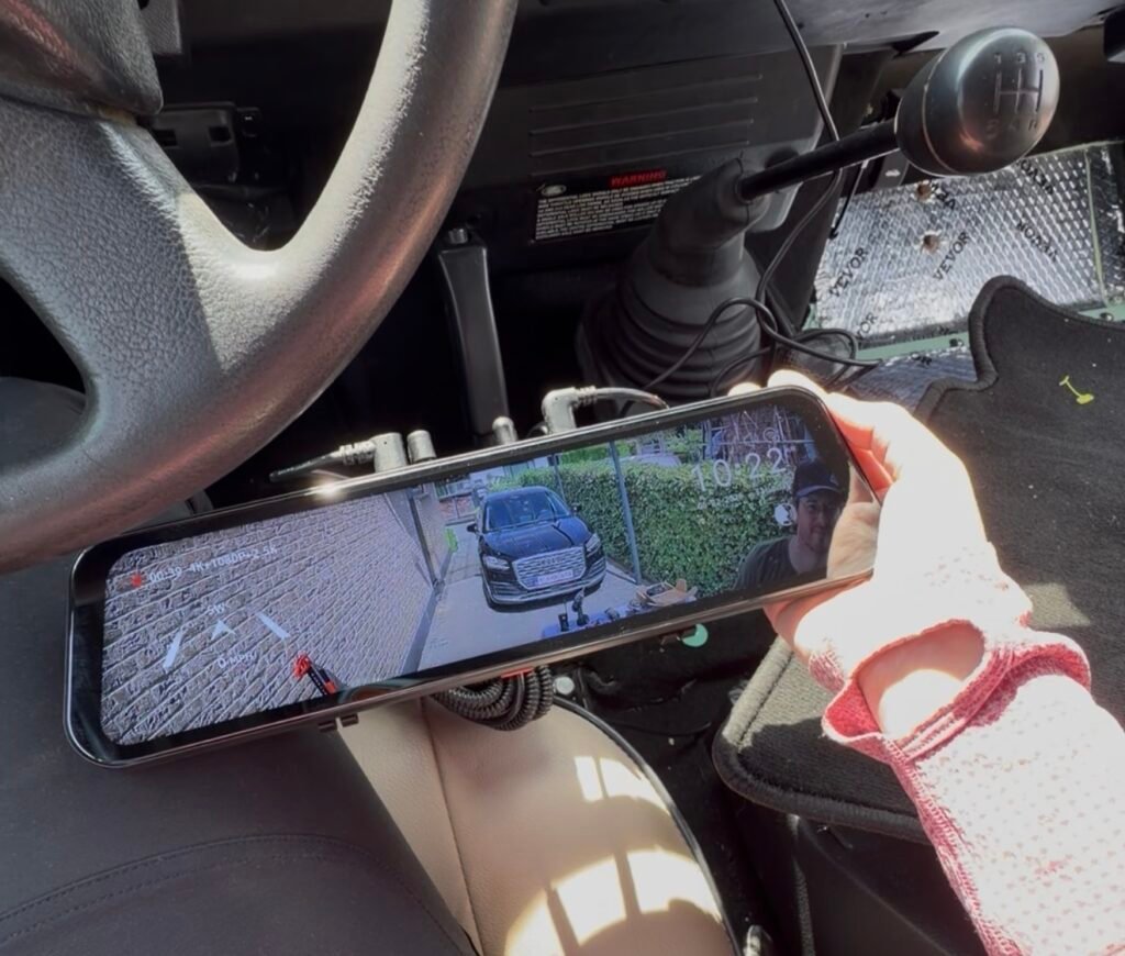 WOLFBOX Mirror Dash Cam Review After 30 Days of Overlanding Use 7 Testing the rear-view mirror camera