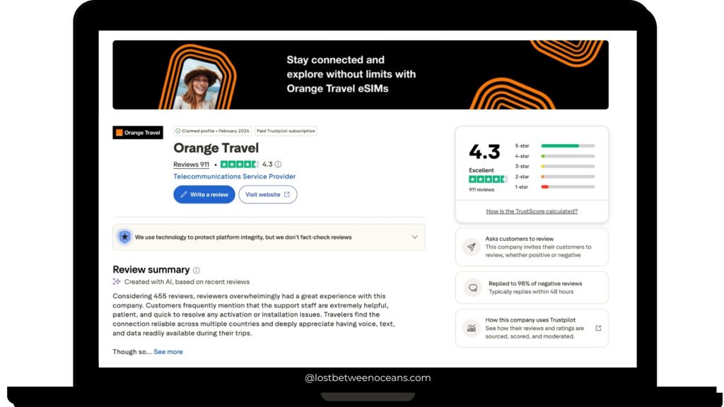 Orange Travel eSIM review (2026): Is it a good eSIM? 7 Orange travel trustpilot